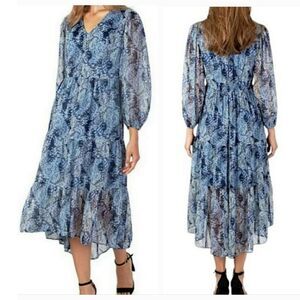 JOIE‎ Parisian Paisley Long Sleeve Tiered Maxi Dress Size XL